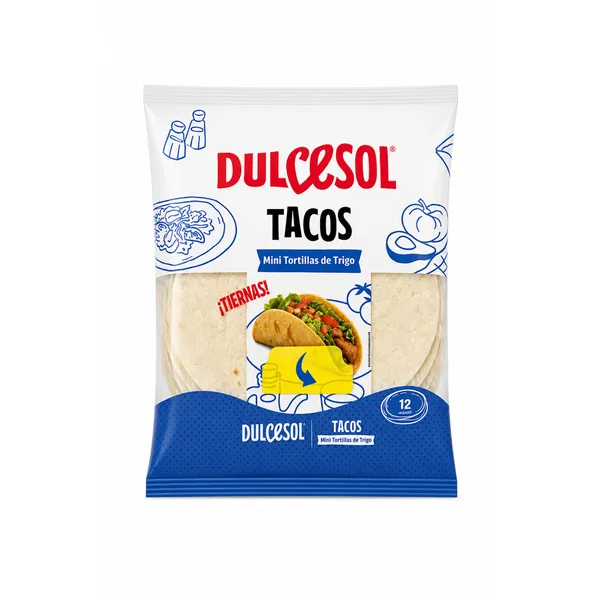 Dulcesol – Tacos Mini Tortillas de Blé – 12 pièces – 300 g