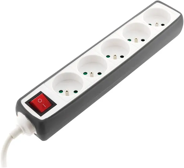 ZENITECH - Multiprise 5 Prises 16A avec Interrupteur + Housse Grise