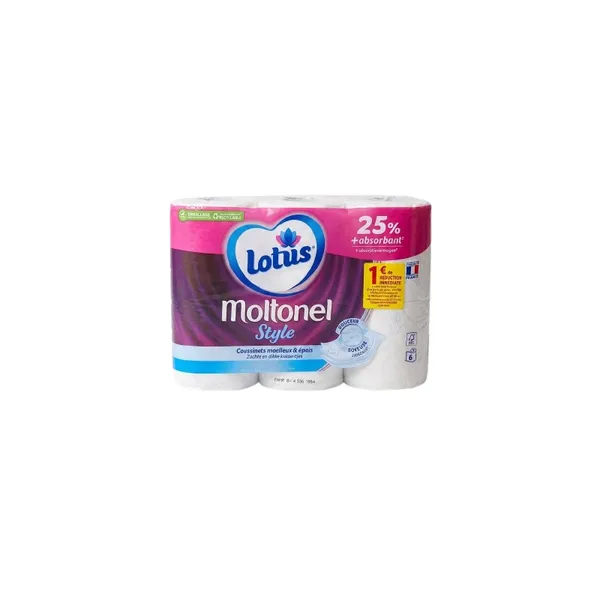 PAPIER HYGIENIQUE LOT.BLEU AQ.MOLTONEL X6