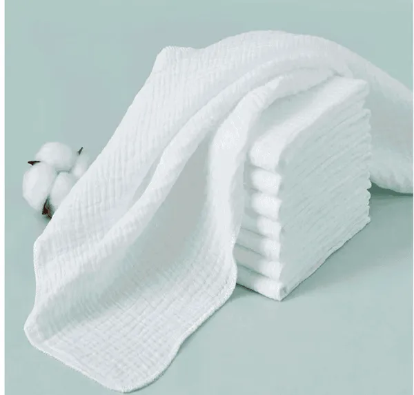 8 pièces Serviette de bébé douce, absorbante, réutilisable et lavable en double couche