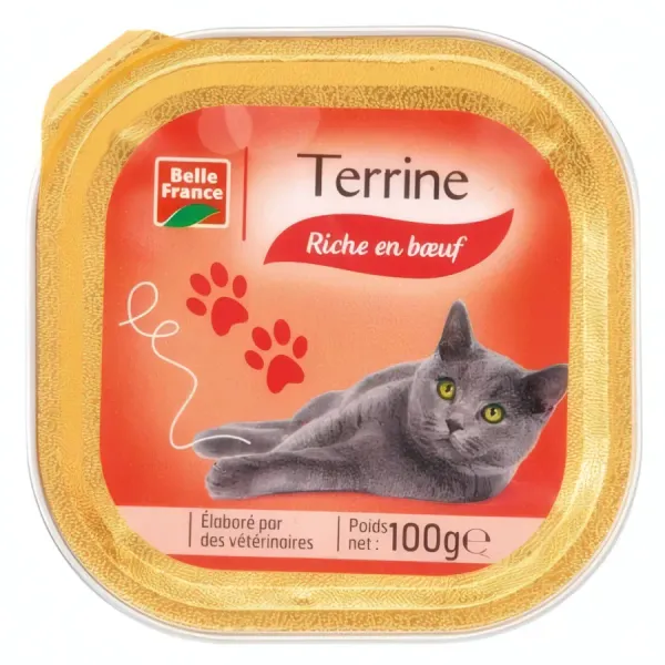 Belle France – Pâtée / Terrine pour Chats, Riche en Bœuf – 100 g