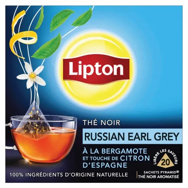 LIPTON-Thé noir russian earl grey 20 sachets