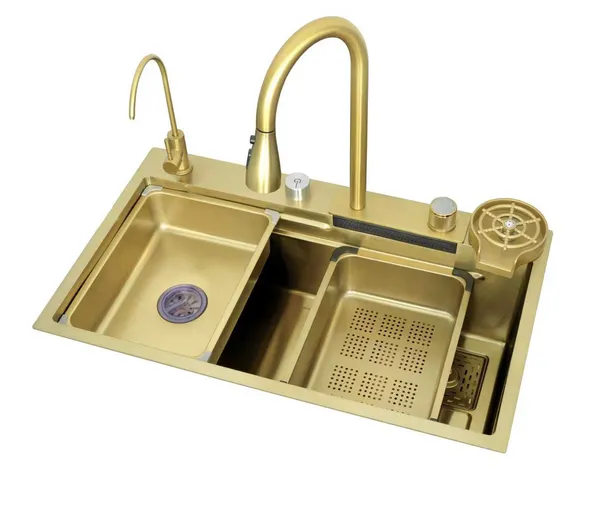 Evier de cuisine 8045G en acier inoxydable 304-finition doré brossé