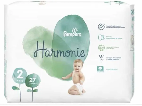 PAMPERS - Couches Bébé Harmonie, Taille 2 (4 à 8 kg) - 27 Pcs