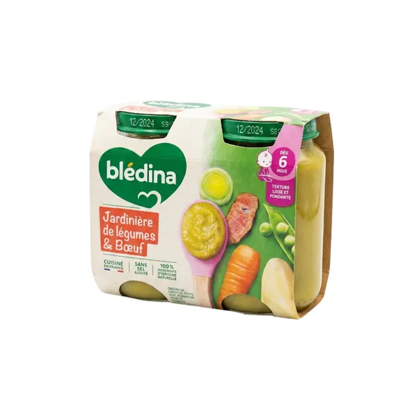 BLEDINA – Pot Jardinière de Légumes & Bœuf – Dès 6 Mois – Lot de 2 x 200 g (400 g)