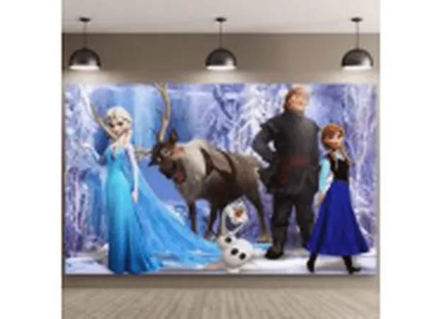 Décor de fond anniversaire – Thème Frozen 210×150 cm