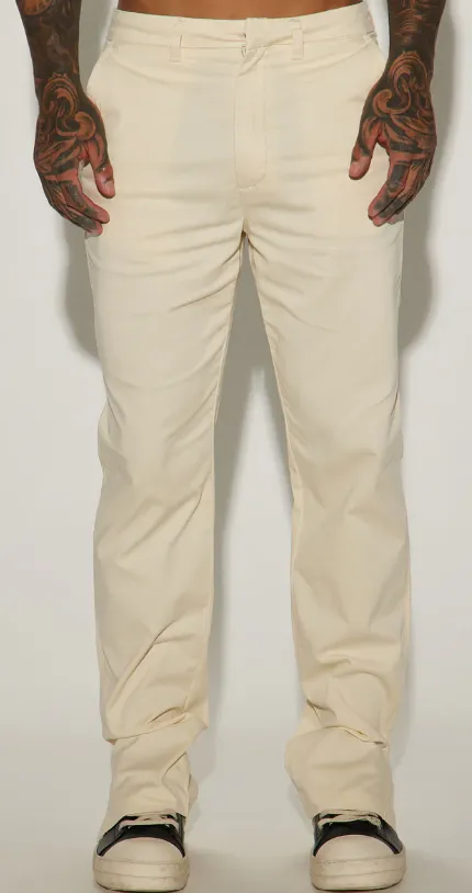 NOVAMEN - Pantalon homme slim fendu Mac Blanc cassé - Taille 40