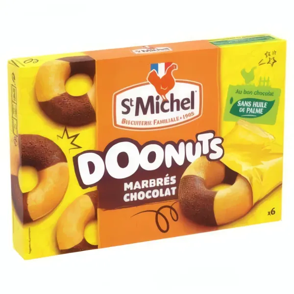 ST-MICHEL-Gâteaux Doonuts Marbrés Chocolat la boîte de 6 donuts de 180G