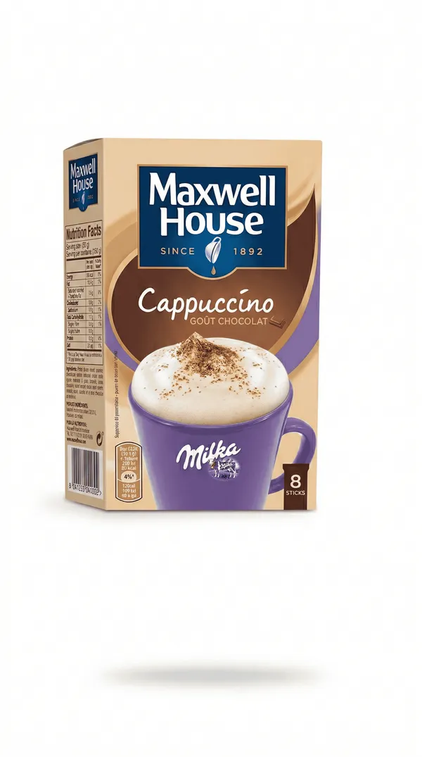 Maxwell House – Cappuccino au Goût Chocolat – 8 Sticks