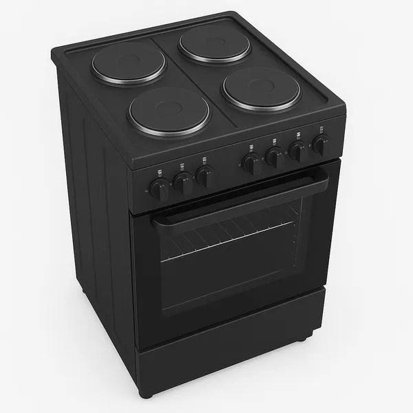 Cuisiniere Enduro 4FEUX 60X60 + Four Electrique Ventilo Tourbo Noir AFS6004EEBIT