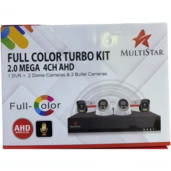 Kit de Surveillance MultiStar 2MP Full-Color Turbo 4CH AHD