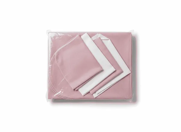 Ensembles Nappe de Table Rose et 4 torchons - ROSE ET BLANC
