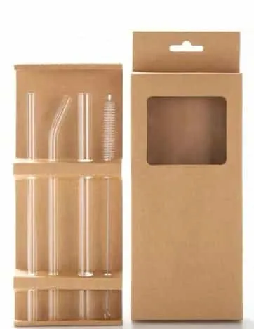 Set de 4 Pailles en Verre + Brosse – Borosilicate Résistant