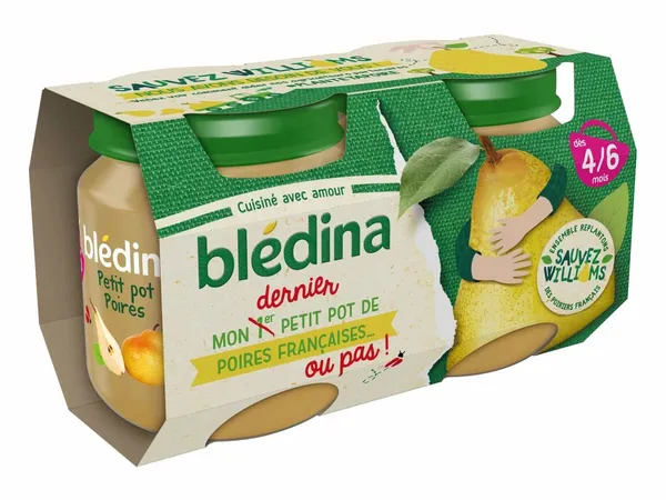 BLEDINA - Mon 1er petit pot - Dessert poires dès 4 mois - 2x130g