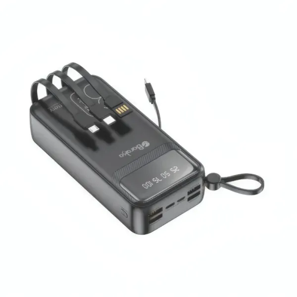 Baraka BRK-PB09 Noir (30000MAH) Power Bank 30000mAh Noir Avec 3 Sorties Cable Type-C + Cable Lightning & Cable Micro Et 1 Sortie USB + 2 Entrées Type-C & Micro Et 1 Entrée Cable USB