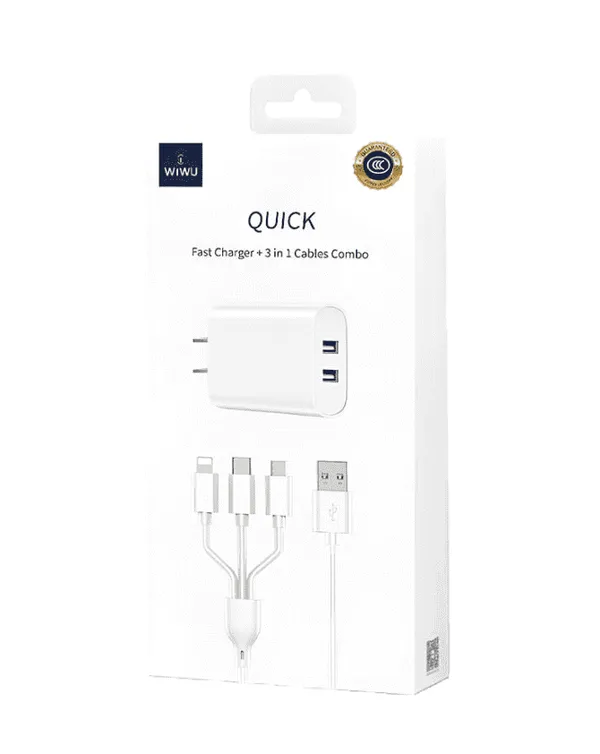 wiwu Quick charger fast charger 3 in 1 cables combo