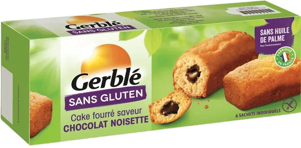 GERBLE – Cake Fourré Chocolat Saveur Noisette – Sans Gluten & Sans Lactose – 210 g