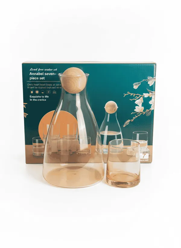 Ensemble Esthétique – Carafe et 6 Tasses en Verre Borosilicate