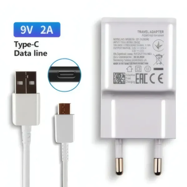 Chargeur Rapide Samsung S8 avec Câble Type-C - 1.5m