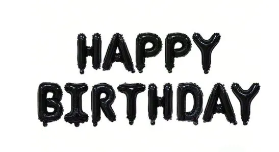 Ballons d'anniversaire en forme de lettre noire de 16 pouces