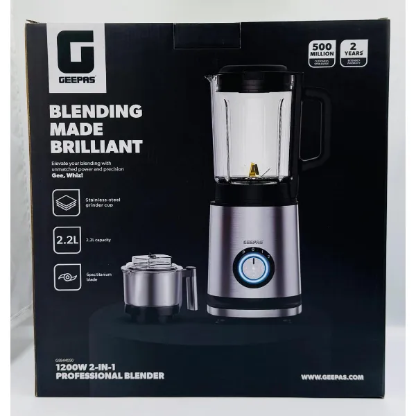 Mixeur/Blender Geepas GSB44050 Multifonction Professionnel 2-en-1 1200W