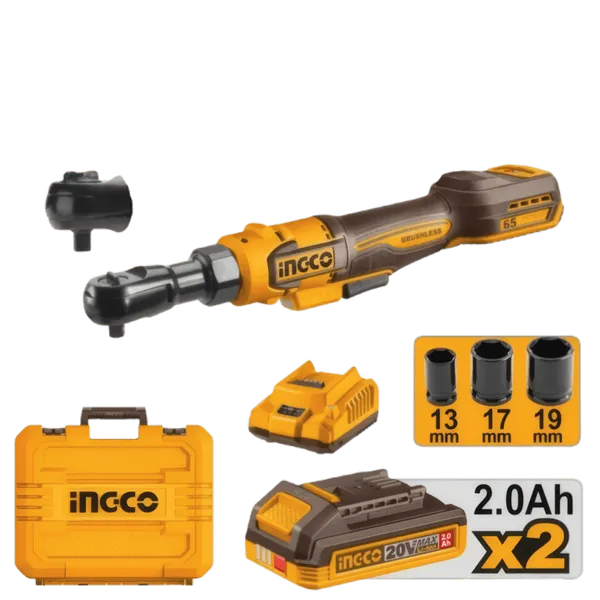 Clé à Cliquet Sans Fil 20V INGCO | Brushless 65 Nm 3/8″