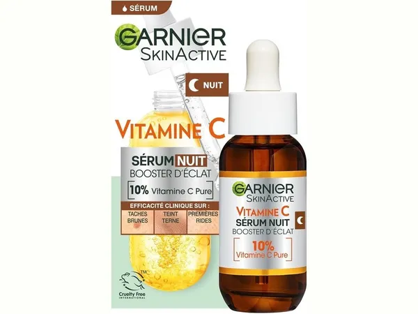 GARNIER SkinActive - Sérum Nuit Éclatant à la Vitamine C & Acide Hyaluronique -  30 ml