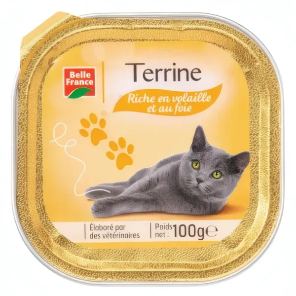 Belle France – Pâtée/ Terrine - Volaille et foie pour chats - 100 g
