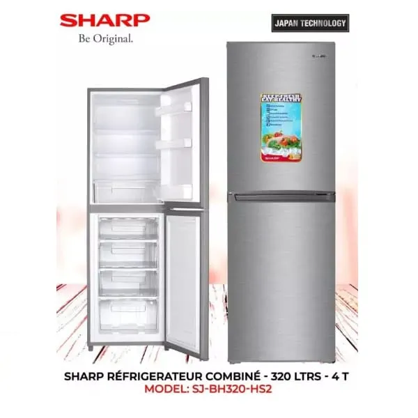Refrigerateur Sharp Combine 4TIROIRS 320LITRES Gris SJBH320HS2