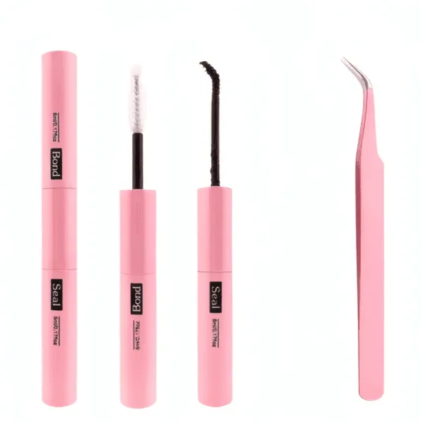 Kit d'extension de cils avec colle et scellant et outil applicateur