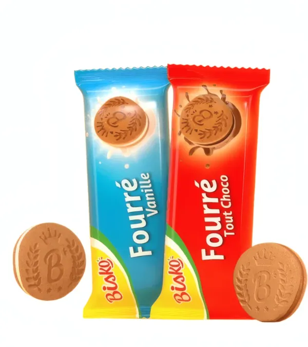 BISKO - Biscuits fourrés saveurs chocolat & vanille - 44g