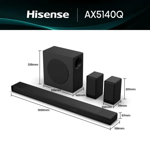 Barre de Son 600W AX5140Q 5.1.4