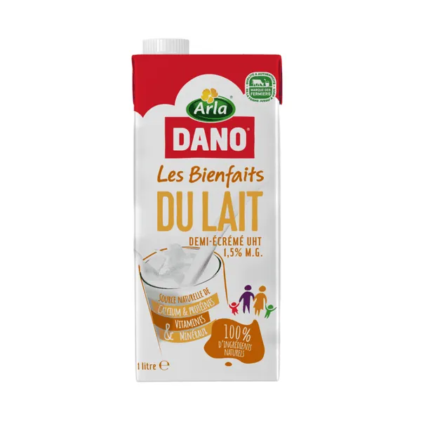 DANO - Brique de lait UHT demi-écrémé - 1L