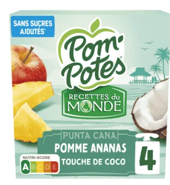 POM'POTES - recettes du monde  (Pomme, Ananas,touche de coco) -  4x90G