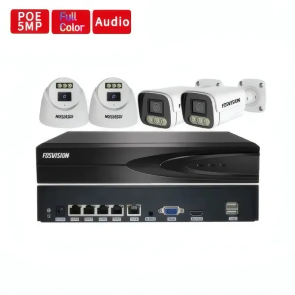 Kit NVR 4 Caméras de Surveillance IP PoE 5MP avec Audio - FOSVISION FS-3358