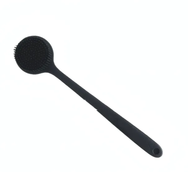 Brosse à Dos Longue Manche en Silicone Doux - Noir