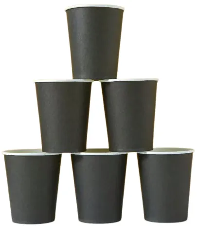 Gobelets en papier noir – Jetables pour boissons froides et café (25 pièces)
