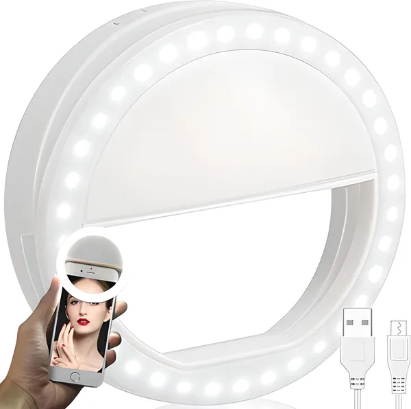 RETOO Ring Light Selfie – Anneau LED 36 Lampes - 3 Couleurs - USB Rechargeable