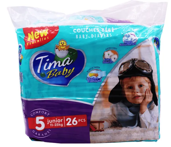 TIMA BABY - Couche bébé taille 5 Junior (11-25kg) - Lot de 5 X 26 couches