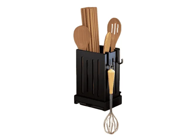 Porte-ustensiles de cuisine mural polyvalent en fer noir, design moderne
