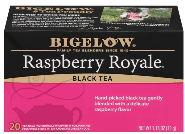 Bigelow Tea – Thé Noir Caféiné Raspberry Royale – 20 Sachets