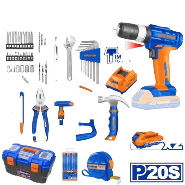 Mallette à Outils 119 Pcs avec Perceuse à Percussion 20V