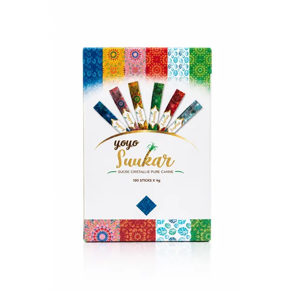 Yoyo Suukar – Sucre Cristallisé Pur Canne – 100 Sticks x 4 g