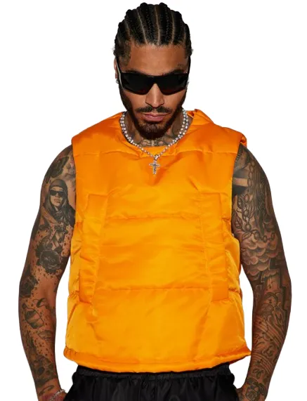 NOVAMEN - Gilet orange matelassé Detroit Velcro - Taille XL