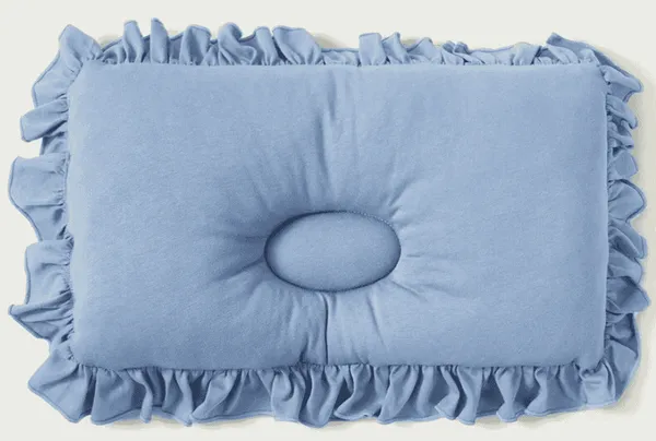 COZY PIXIES - Oreiller bébé plissé bleu dentelle