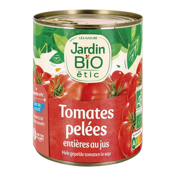 JARDIN BIO – Tomates Pelées Entières au Jus - 400g