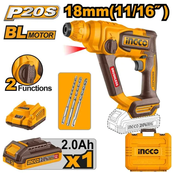 Marteau perforateur sans fil 20V INGCO CRHLI201881