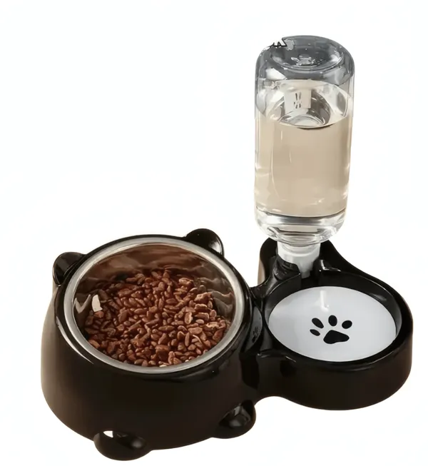 Bol d’Alimentation et d’Eau pour Animaux – Noir, Antidérapant