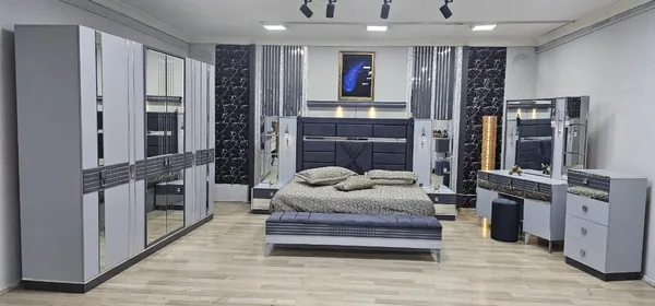 Chambre à Coucher Armoire 6 battants 6 pièces Gris Eftelya
