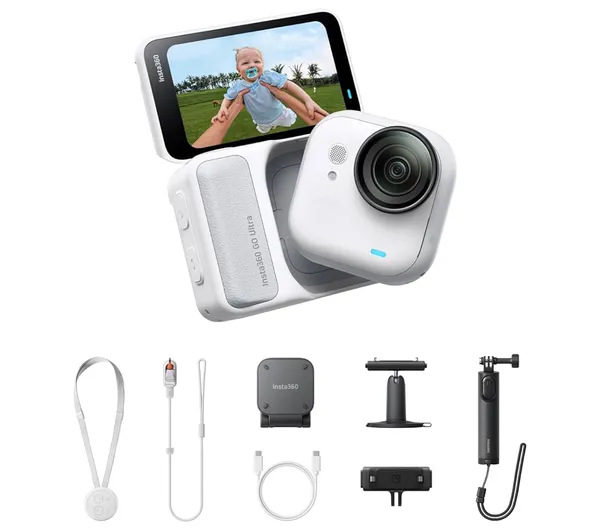 Insta360 GO Ultra 4K Combo White mini caméra hands-free compacte